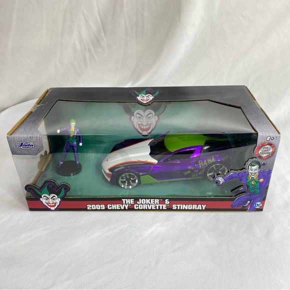 Jada The Joker & 2009 Chevy Corvette Stingray Die-cast Collectables - Picture 2 of 9